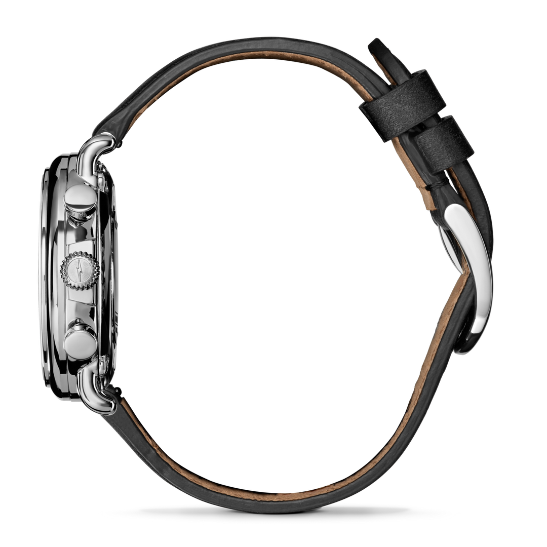 Runwell Chronograph Watch Black Dial / Black Leather Strap Black Dial