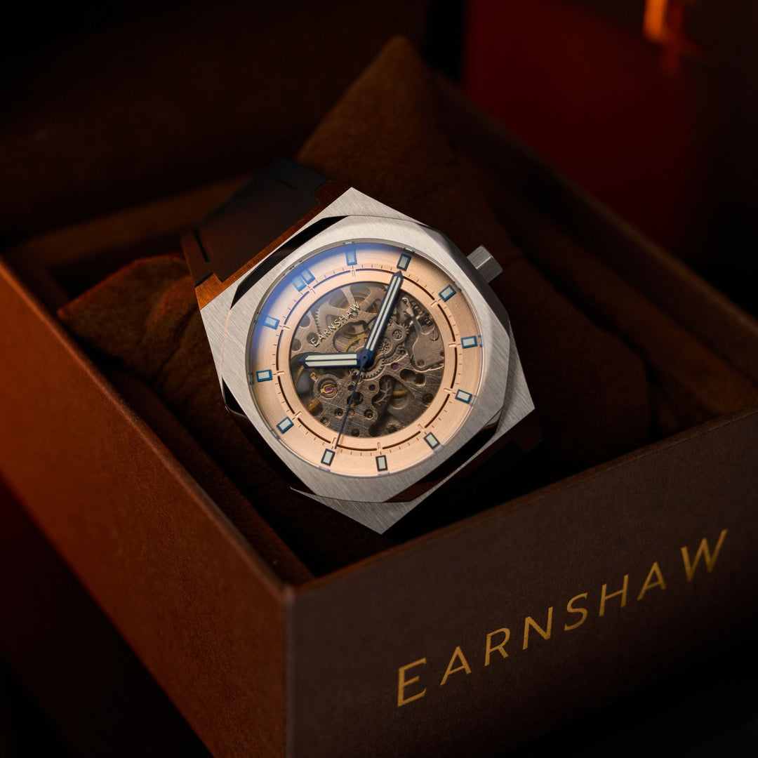 Discovery Drake Skeleton Automatic Rose Gold / Black Silicone | Rose Gold Dial
