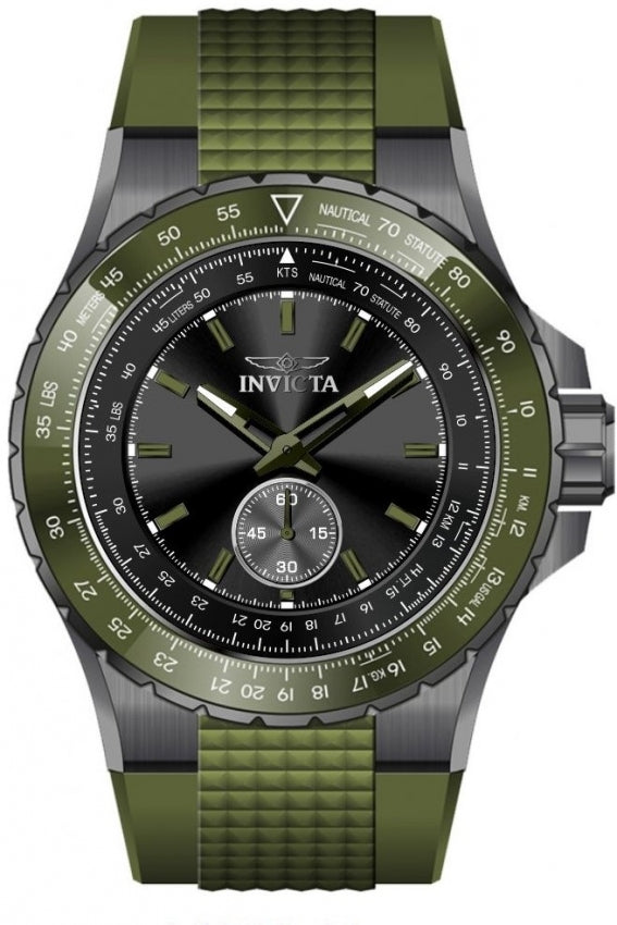 Aviator Men Green Dial / Green Silicone Strap Black Dial
