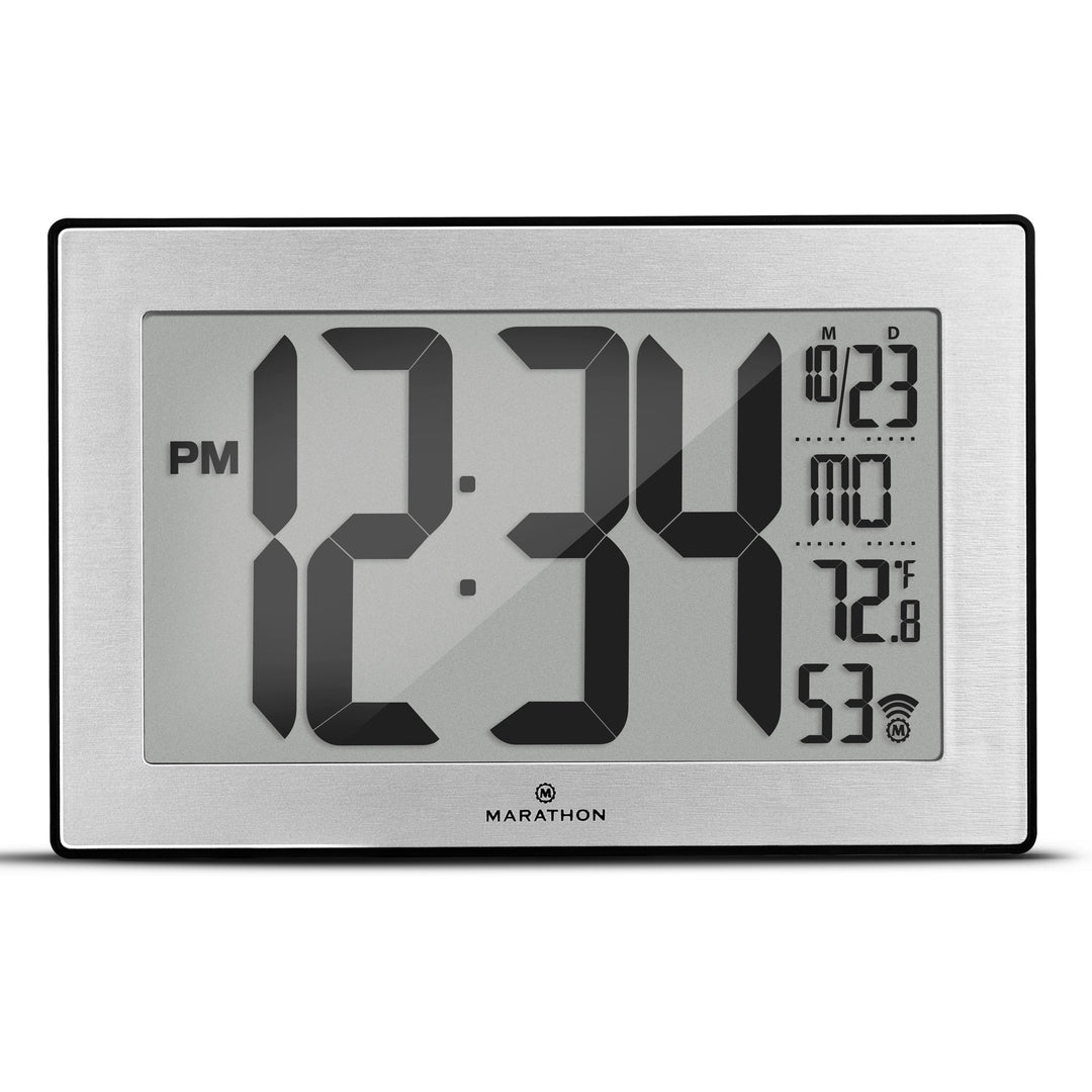 Self-Setting, Self-Adjusting, Wall Clock w/ Stand & 8 Time Zones atomic-self-set