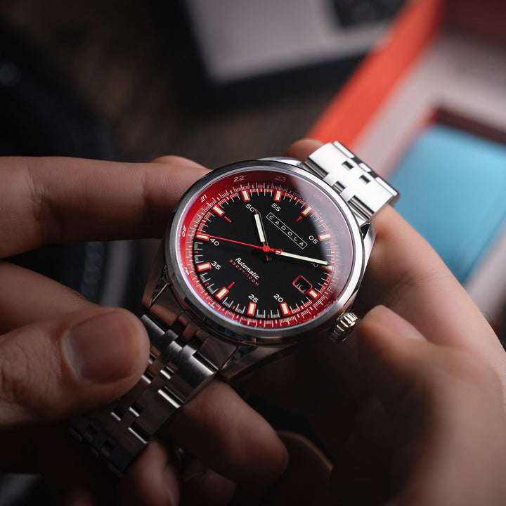 Pista Automatic Black & Red / Stainless Steel Black Dial