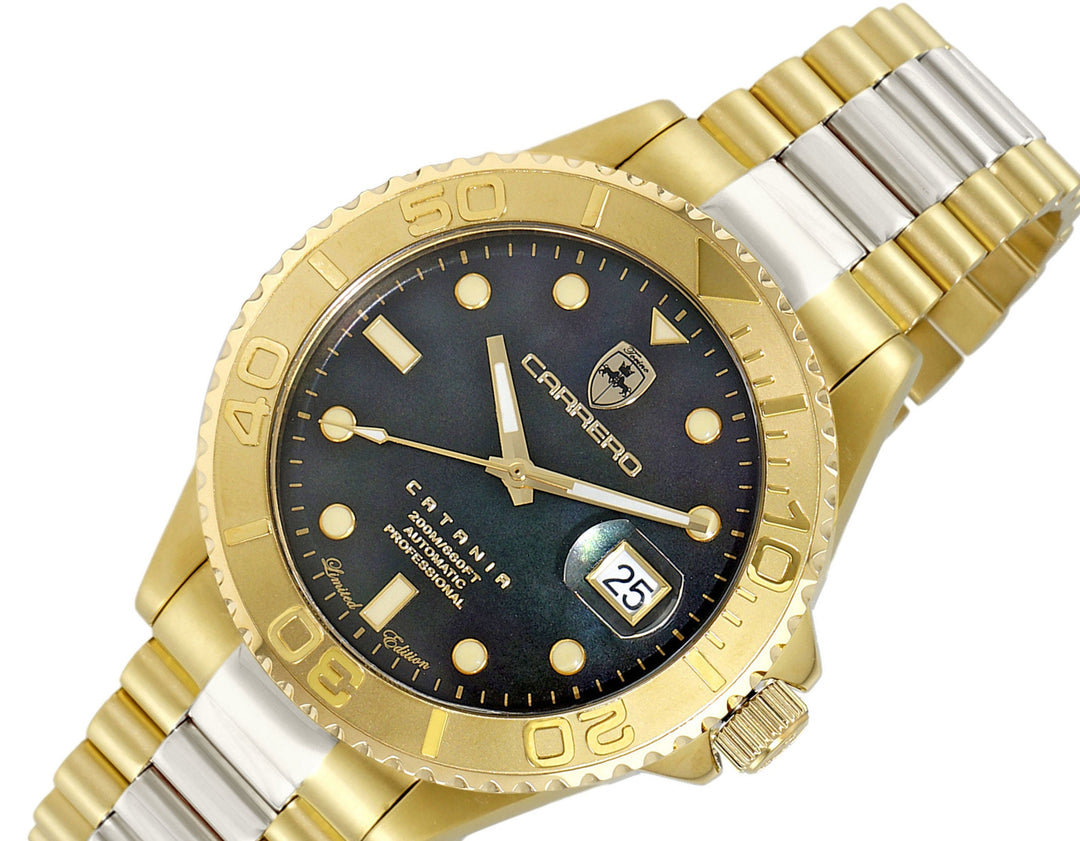 Catania MOP Goldtone-Black /TT Black Mother-of-Pearl Dial
