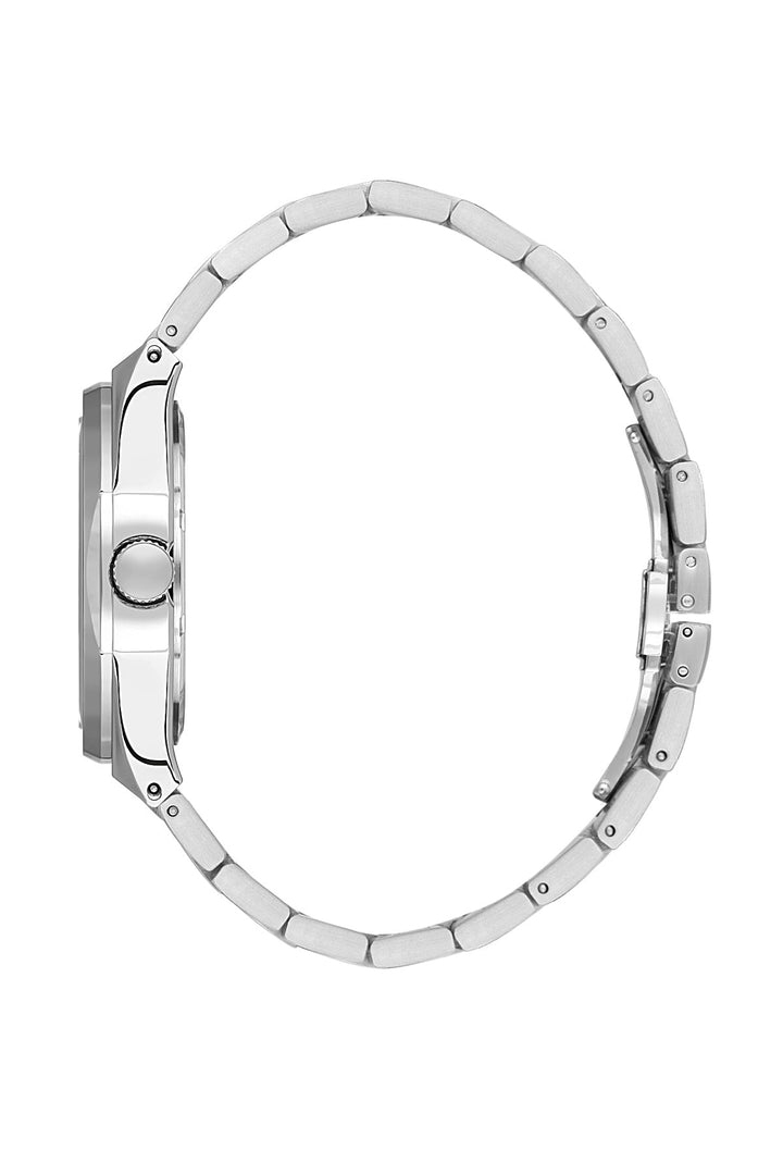 Premium Stainless Steel Band - Date Silver / Black Black Dial