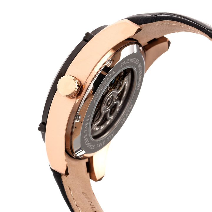 Daniels Genuine Leather Rose Gold/Black | Black Dial