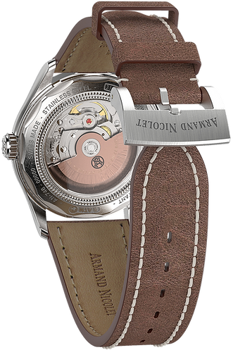 MO2-HS2 Jumping Hour Silver Dial / Brown Leather Strap Silver Dial
