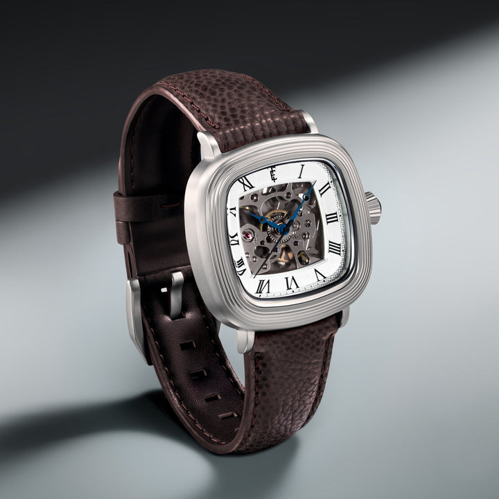 Heritage Chester Skeleton Automatic White / Genuine Leather | White Dial