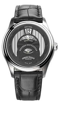 MO2-HS2 Jumping Hour Black Dial / Black Alligator-embossed Leather Strap Black D