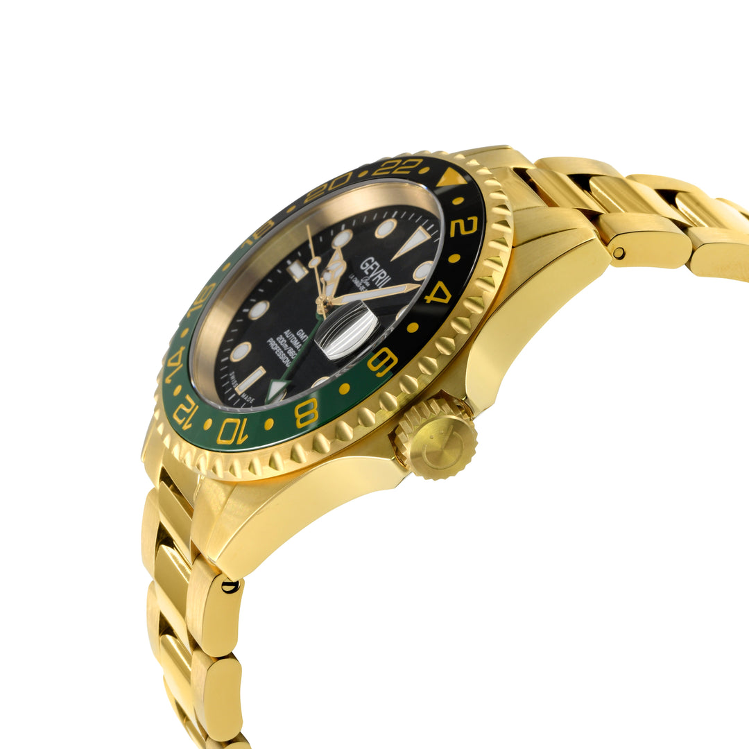 Wall Street Gevril Swiss Made SW330 IPYG Steel Rotating Bezel watch, Gold bezel,