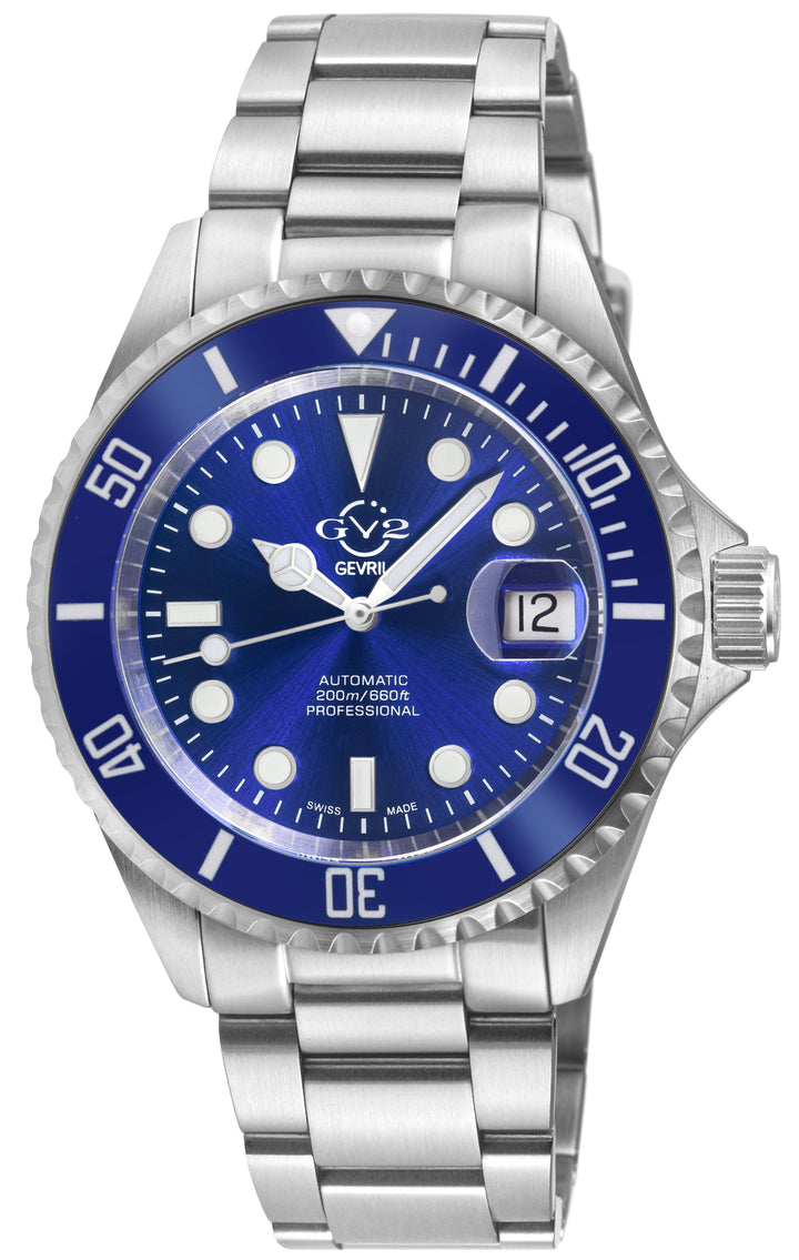 Liguria GV2 by Gevril Swiss Automatic, Blue Dial, Blue Bezel, SS Bracelet | Blue