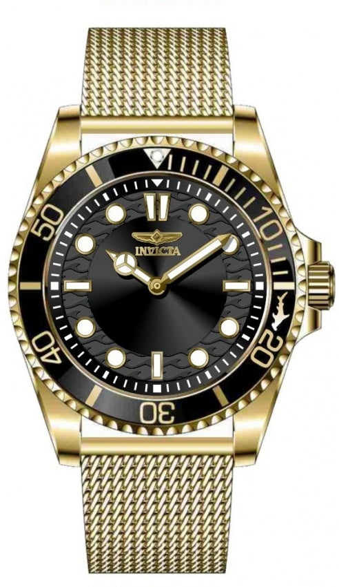Pro Diver Men Black Dial / Gold-Tone Stainless Steel Mesh Bracelet Black Dial