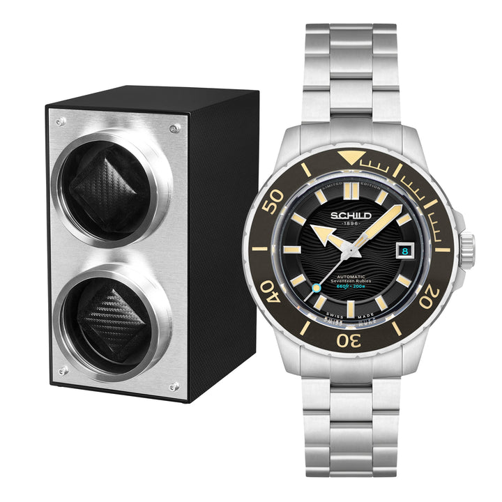 Hermann Swiss Automatic Limited Edition Watch Winder Set Grey / Stainless Steel 