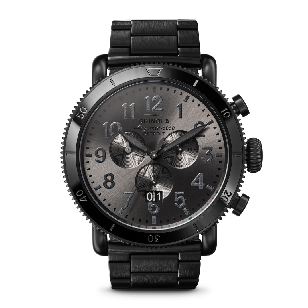 Runwell Sport Chronograph Watch Gunmetal Dial / Black Stainless Steel Bracelet G