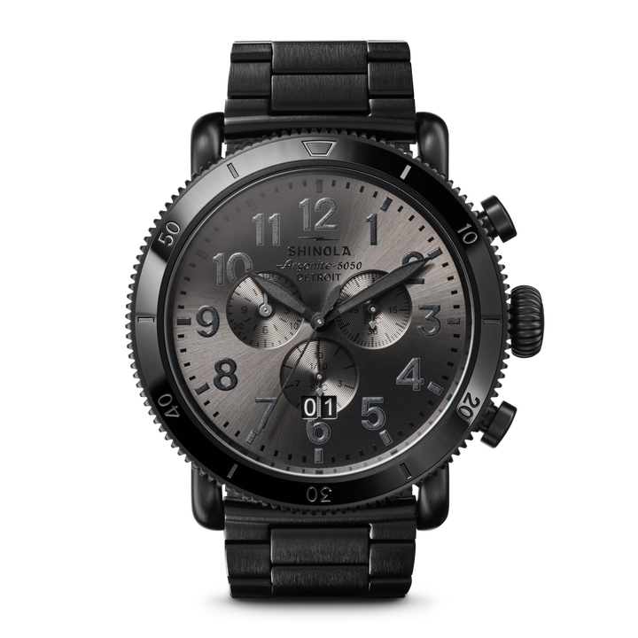 Runwell Sport Chronograph Watch Gunmetal Dial / Black Stainless Steel Bracelet G