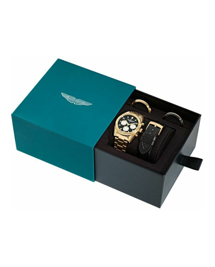 BST Gold IP/Black Silicone Box Set Black Dial