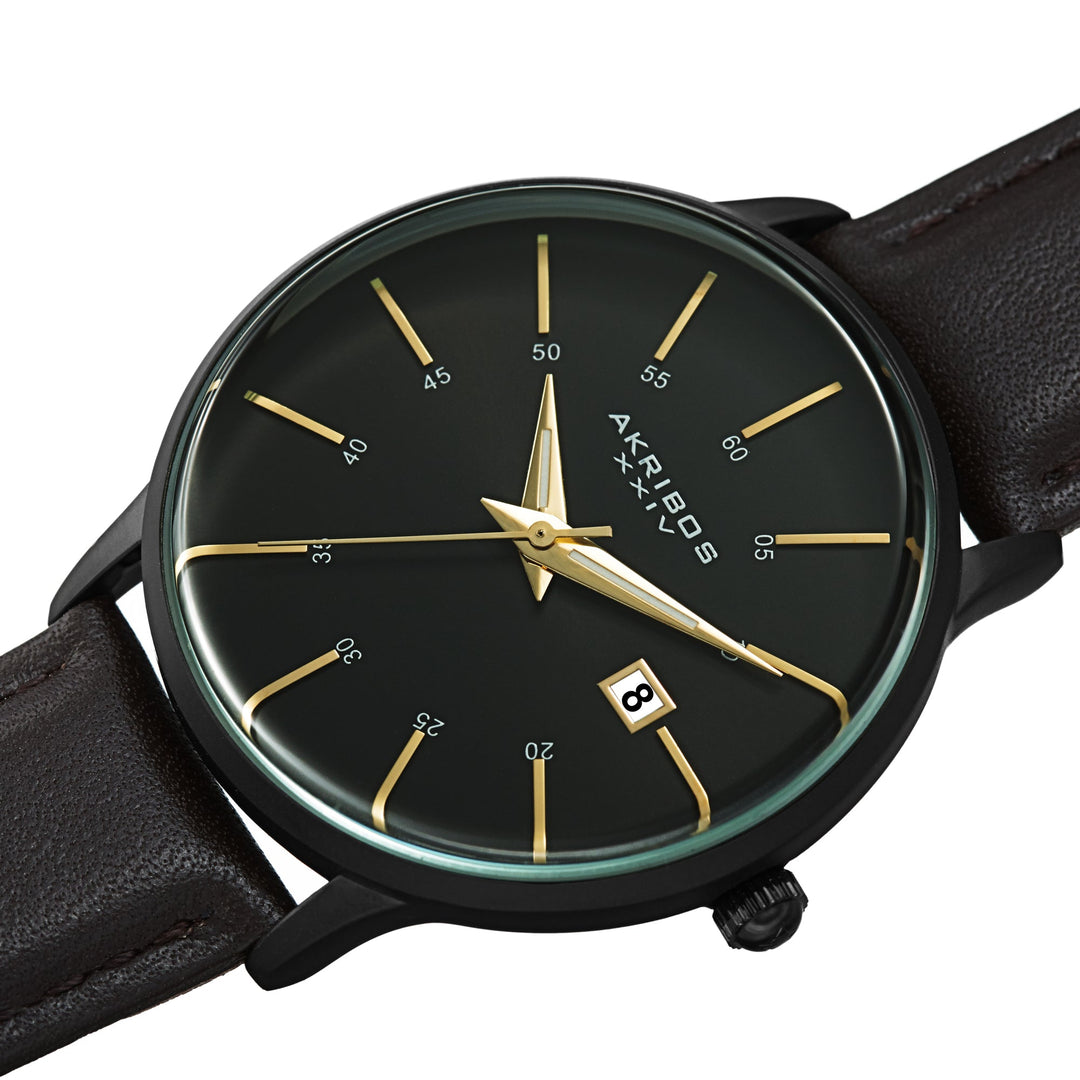 AK1104BK-S-Casual Black/Leather | Black Dial