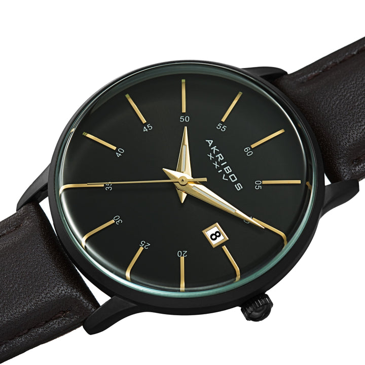 AK1104BK-S-Casual Black/Leather | Black Dial