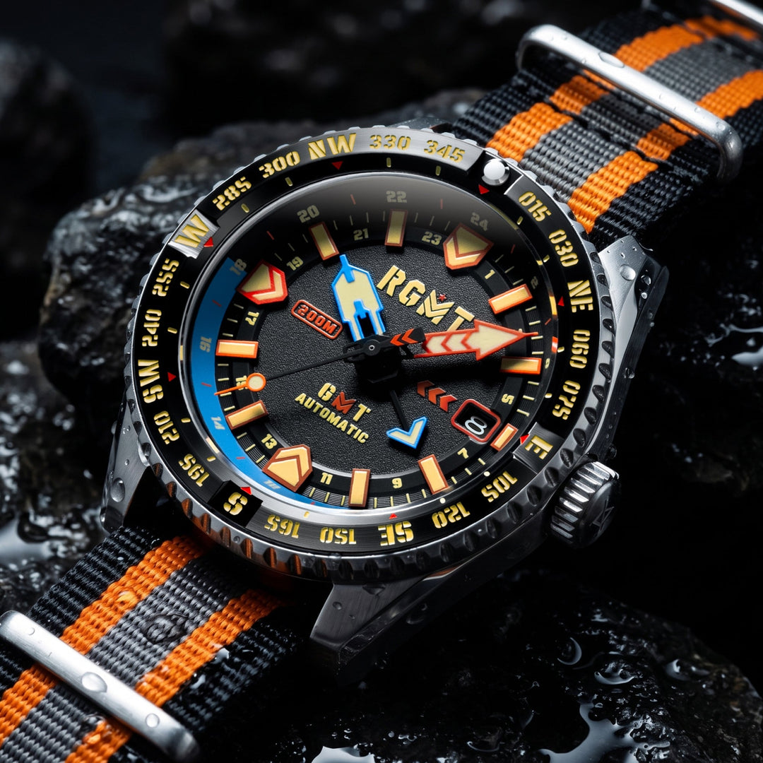 Dragoon GMT Automatic Black Dial / Multicolor Nylon Strap Black Dial
