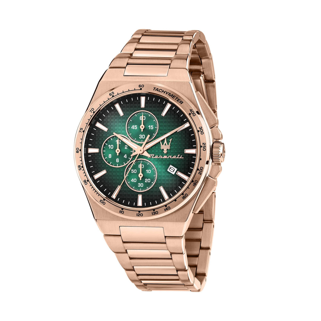 Maserati VELOCITA' SLIM Chronograph Green Dial / Rose Gold-Tone Stainless Steel 