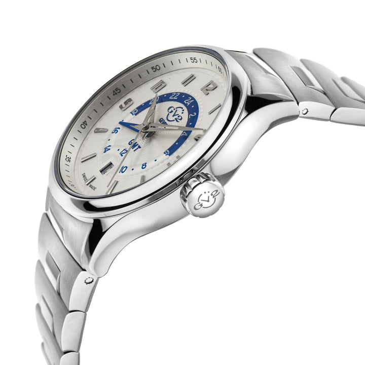 Giromondo GV2 by Gevril Swiss Made GMT bracelet Watch Silver | Silver Dial