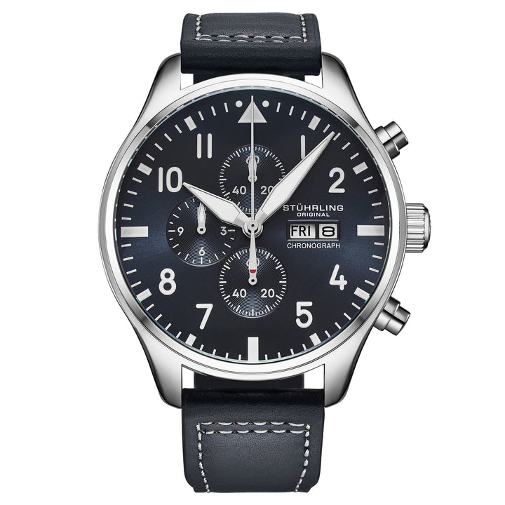 Navigator Chrono Navy Blue Sunray Dial/Blue Leather Strap | Blue Dial