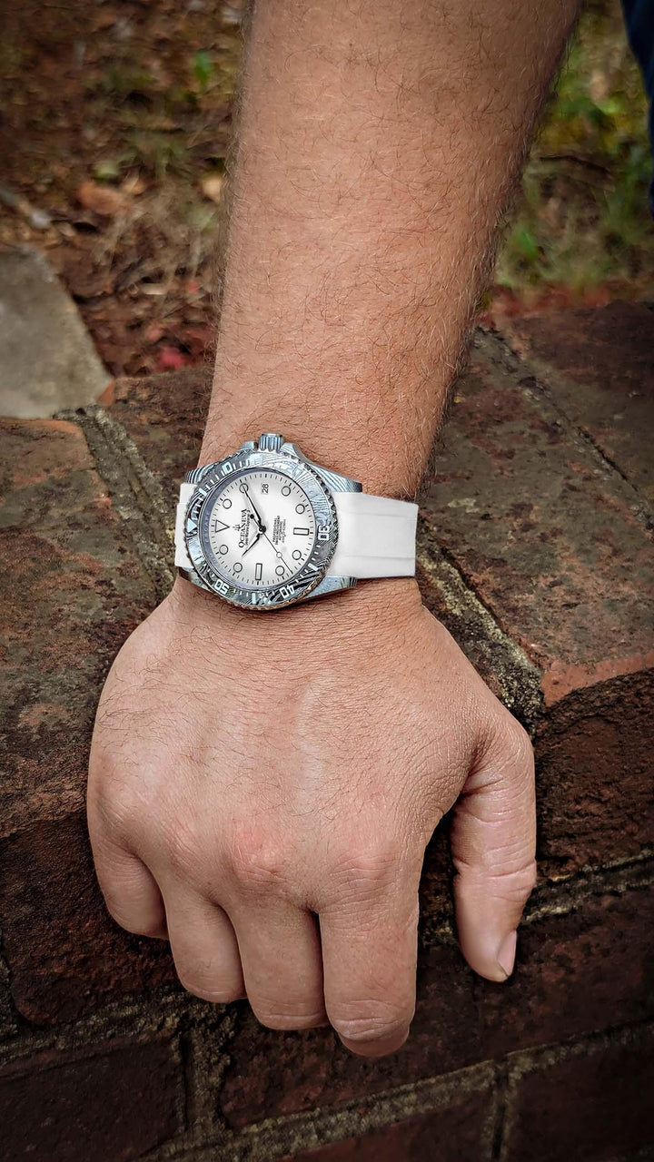 Oceaneva Damascus Swiss Automatic SW200 Deep Marine Explorer II (Damascus/White 