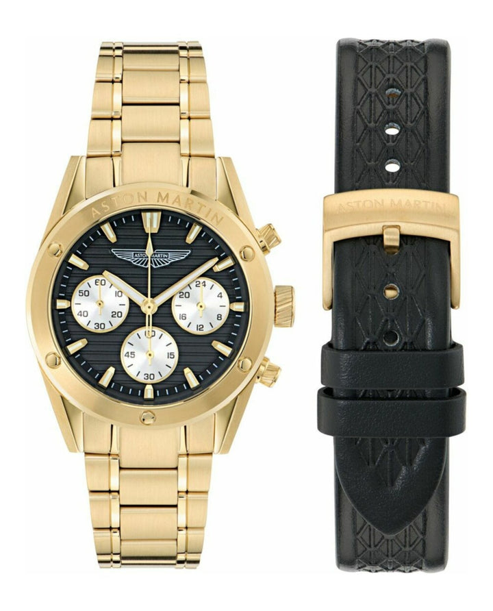 BST Gold IP/Black Silicone Box Set Black Dial