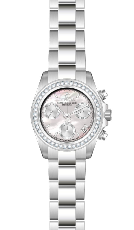 Elite Diamond Mother-Of-Pearl Dial Silver Stainless Steel Bracelet 38mm Mother-o