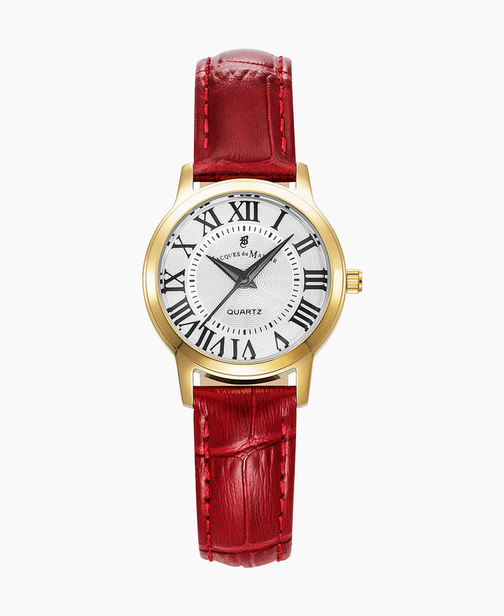 Genesis Ladies Red leather strap White Dial