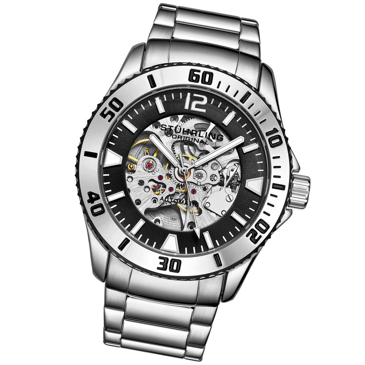 Aquadiver 3963 Silver case/Stainless Steel strap/ Brass Dial | Black Dial
