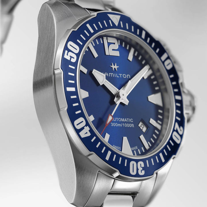 Khaki Navy Silver/SS Blue Dial