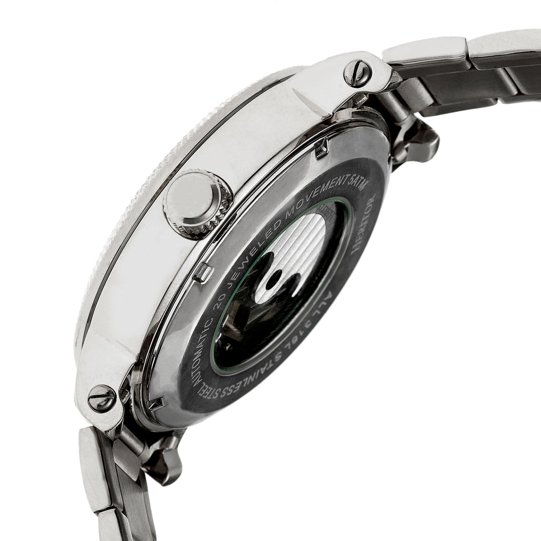 Automatic Aries Skeleton Bracelet Watch Silver/Black | Black Dial