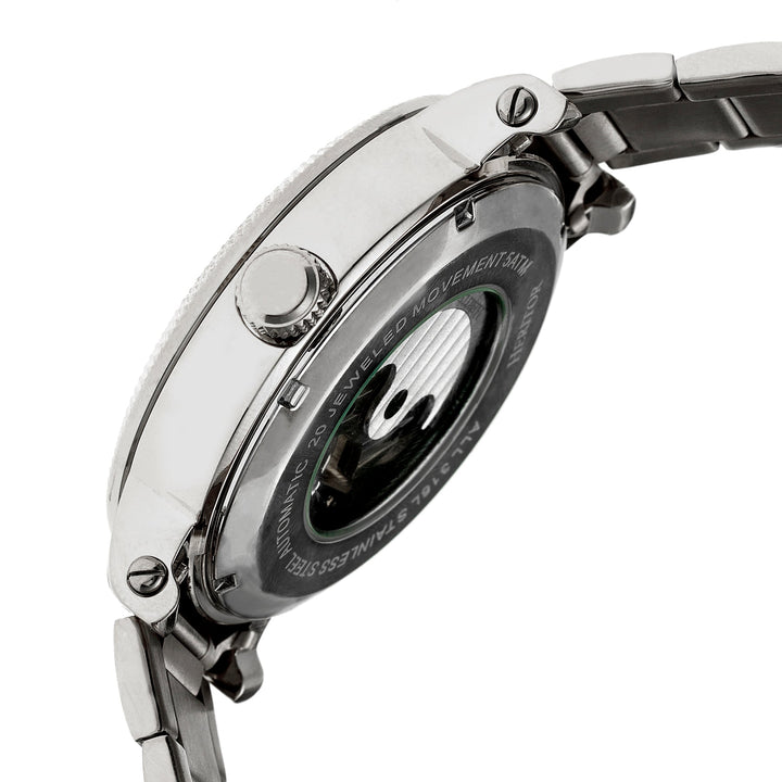 Automatic Aries Skeleton Bracelet Watch Silver/Black | Black Dial