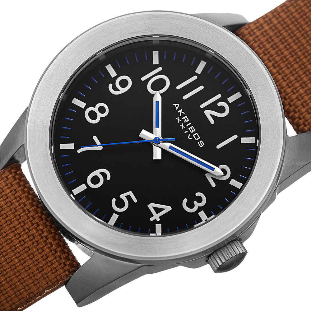 AK779SSBR-Casual Brown/CANVAS with Leather Backing | Black Dial