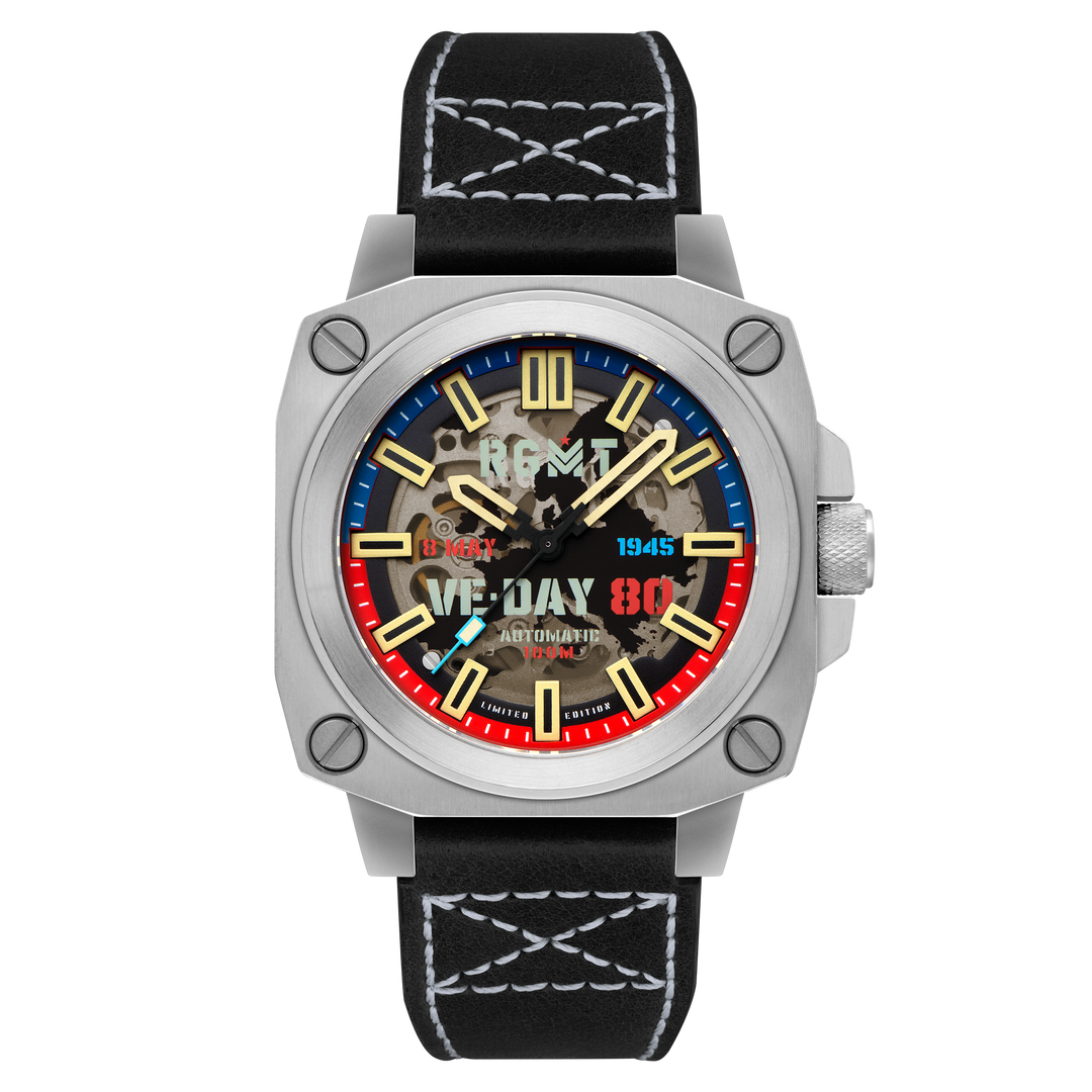 ALTIMETER SKELETON AUTOMATIC VE-DAY 80TH LIMIITED EDITION BLACK / LEATHER | Blac