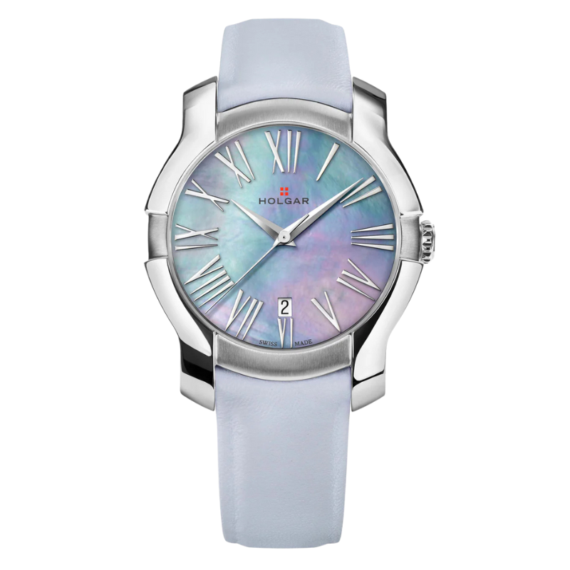 Women's Blue Mother of Pearl Dial, Stainless Steel Case and Azur Leather Strap |