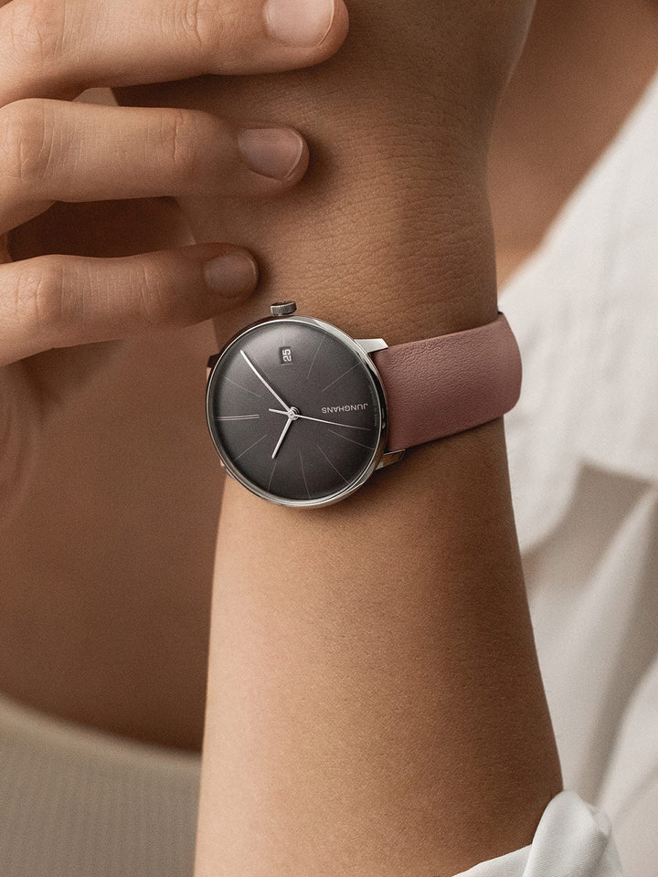 Meister Fein Kleine Automatic Dark Gray Dial / Pink Leather Strap Dark Gray Dial