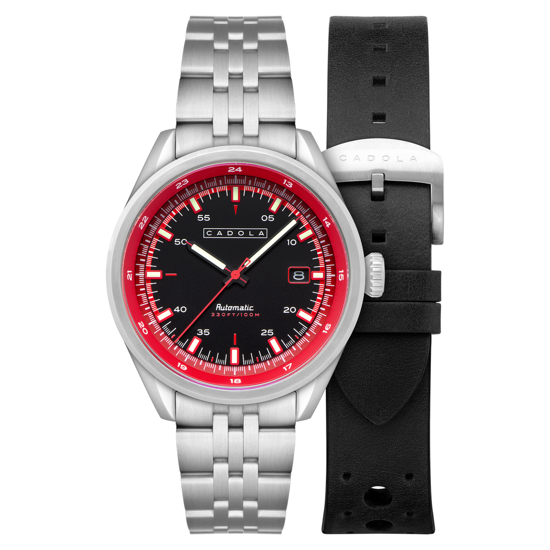 Pista Automatic Black & Red / Stainless Steel Black Dial