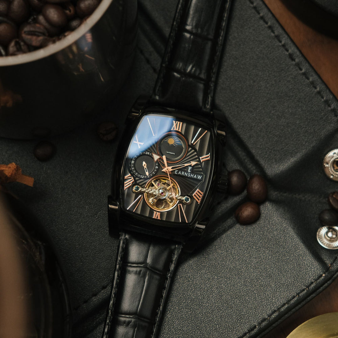 Heritage Kensington Multifunction Automatic Black & Rose Gold / Black Leather | 