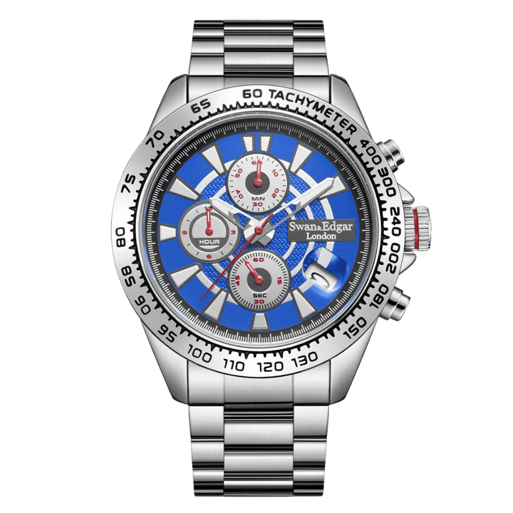 Speed Target Mechanical Quartz Blue Dial Stainless Steel Bracelet Silver Case Ch