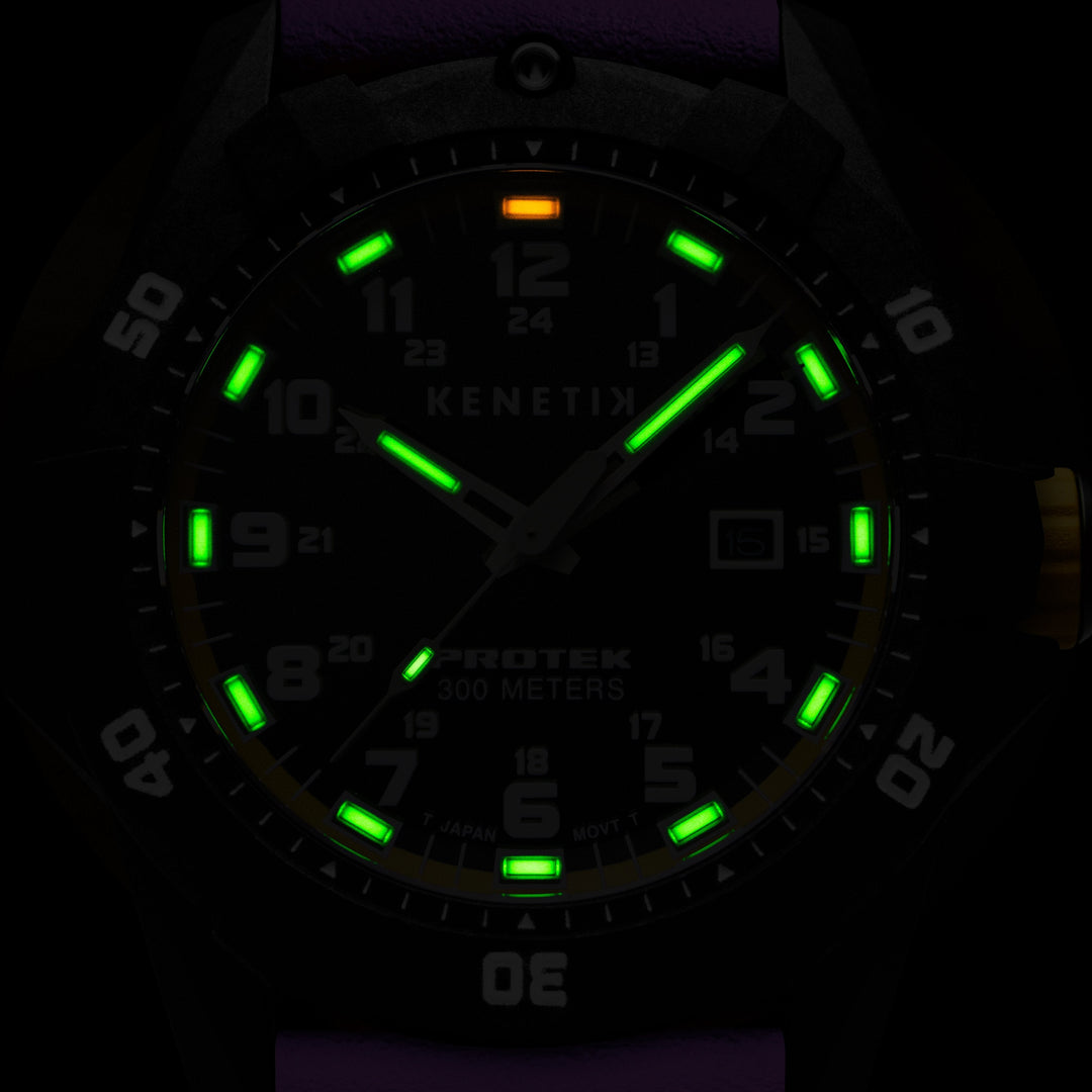 Kenetik Carbon Composite Dive CARBON CASE/BLACK&YELLOW DIAL/PURPLE STRAP Black-Y