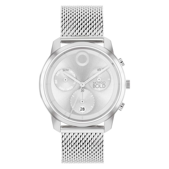 Bold Trend Element Silver Dial / Stainless Steel Mesh Bracelet Silver Dial