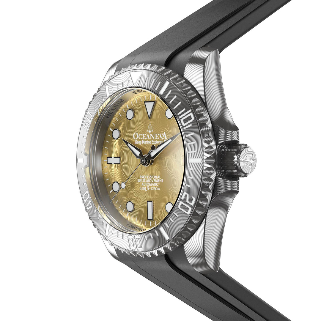 Deep Marine Explorer II Damascus Grey Bezel| Gold Dial
