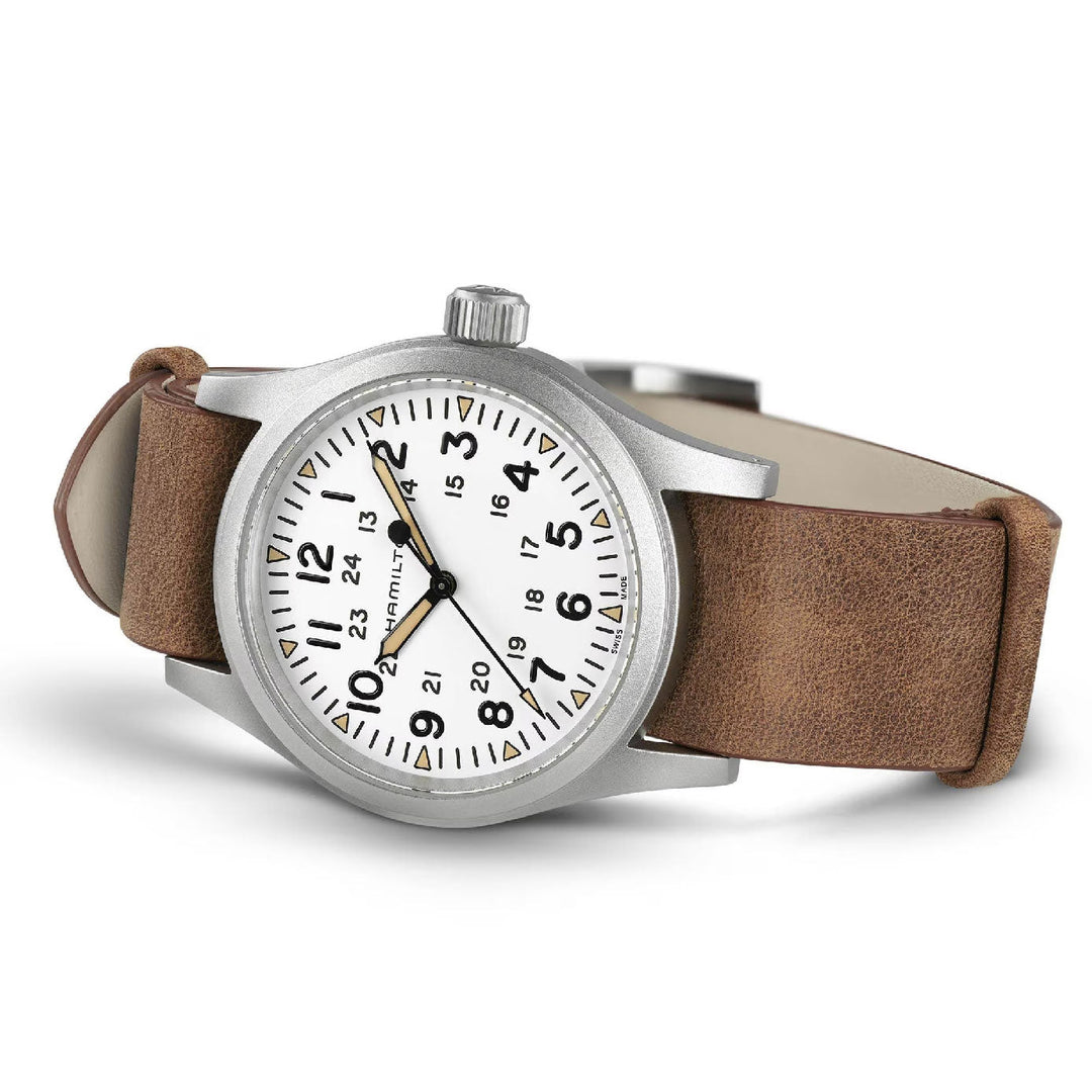 KHAKI FIELD White / Leather White Dial