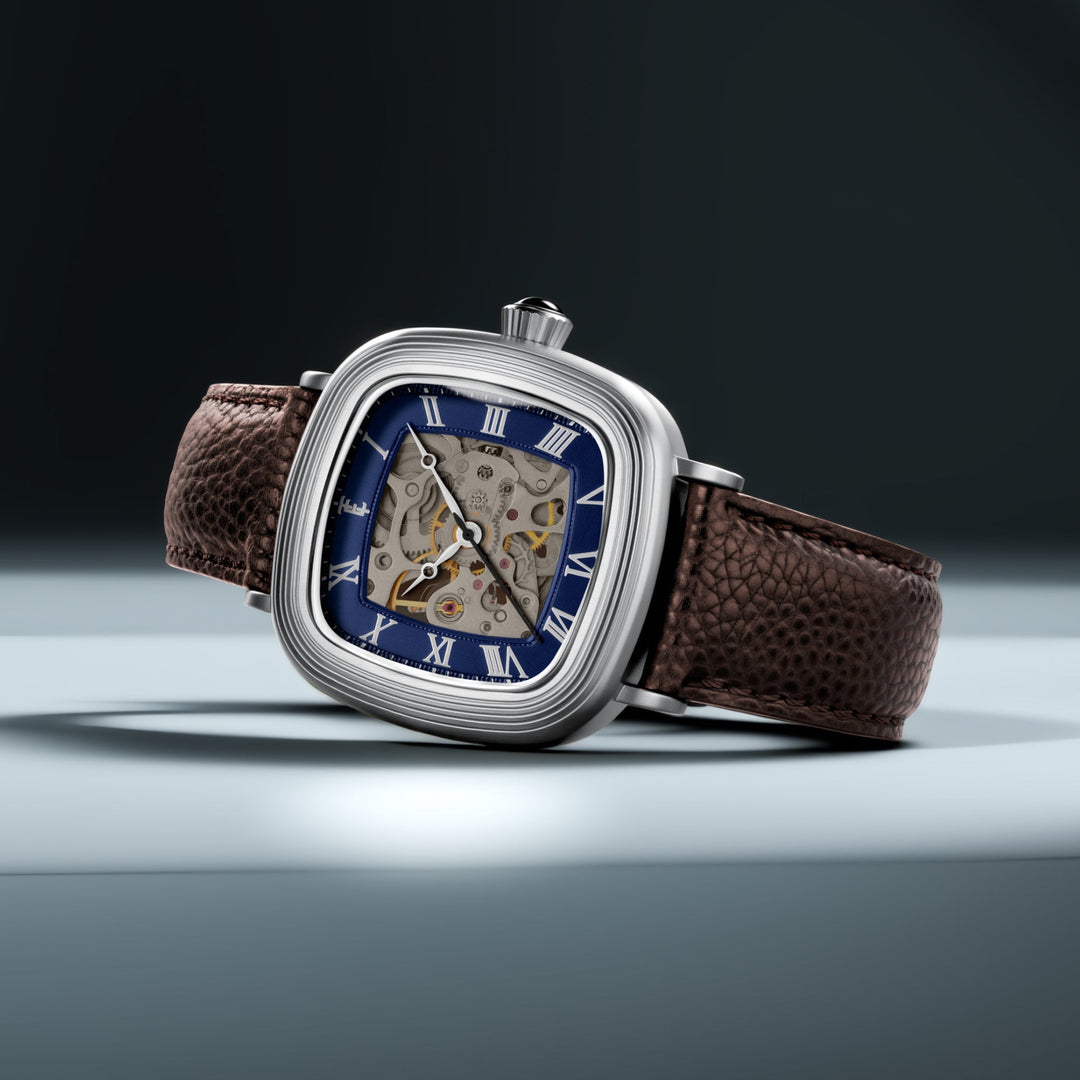 Heritage Chester Skeleton Automatic Blue / Genuine Leather | Blue Dial
