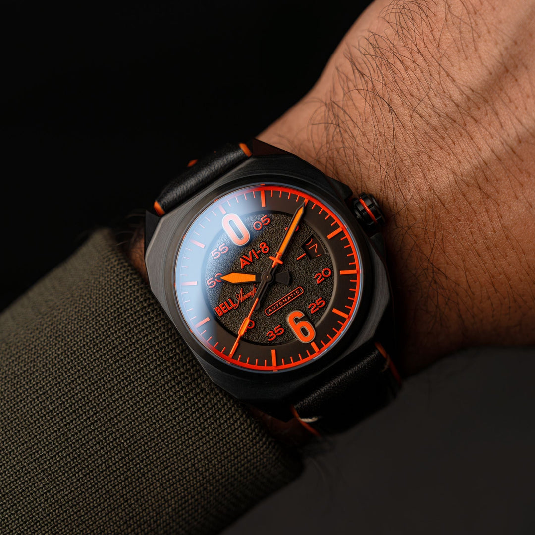 Bell X-1 Machbuster Automatic Black / Black Hybrid leather and rubber strap | Bl