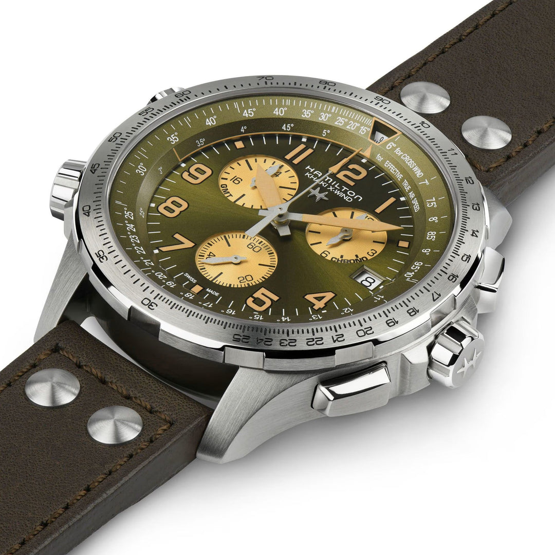 Khaki Aviation Green dial / Brown Leather Strap Green Dial