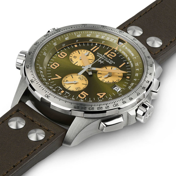 Khaki Aviation Green dial / Brown Leather Strap Green Dial