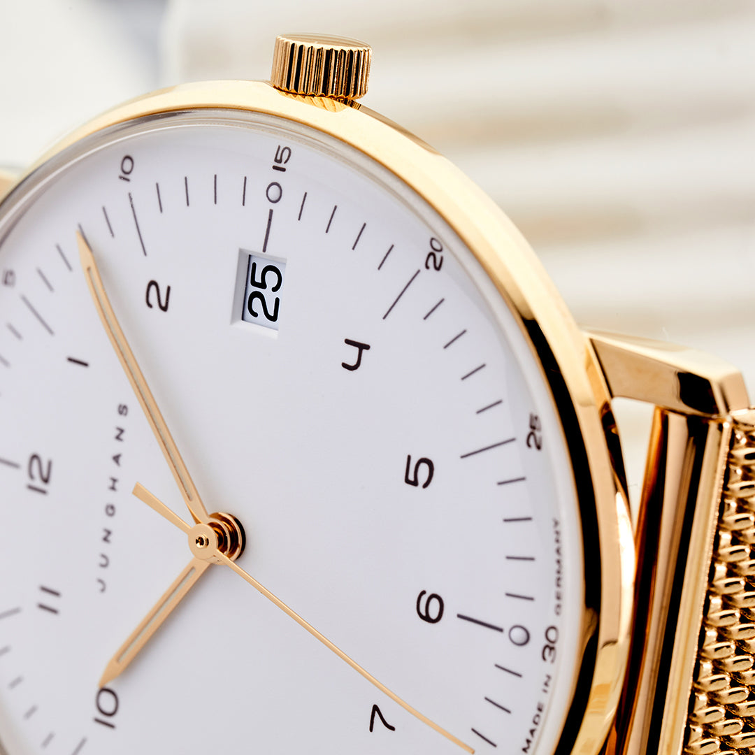 Max Bill Damen White Dial / Gold-Tone Milanese Bracelet White Dial