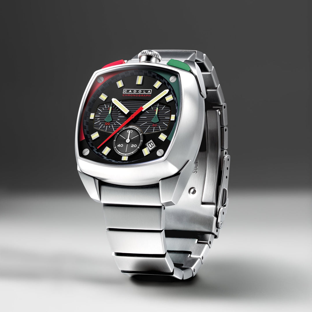 Taurus Chronograph Red & Green / Stainless Steel | Black Dial