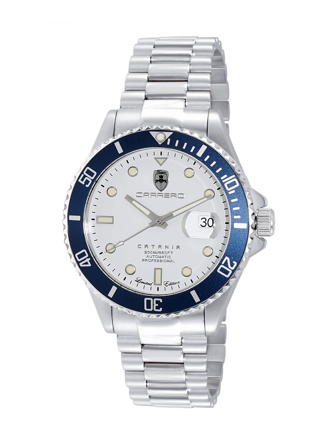 CATANIA -PD SILVER TONE/WHITE-BLUE | White Dial